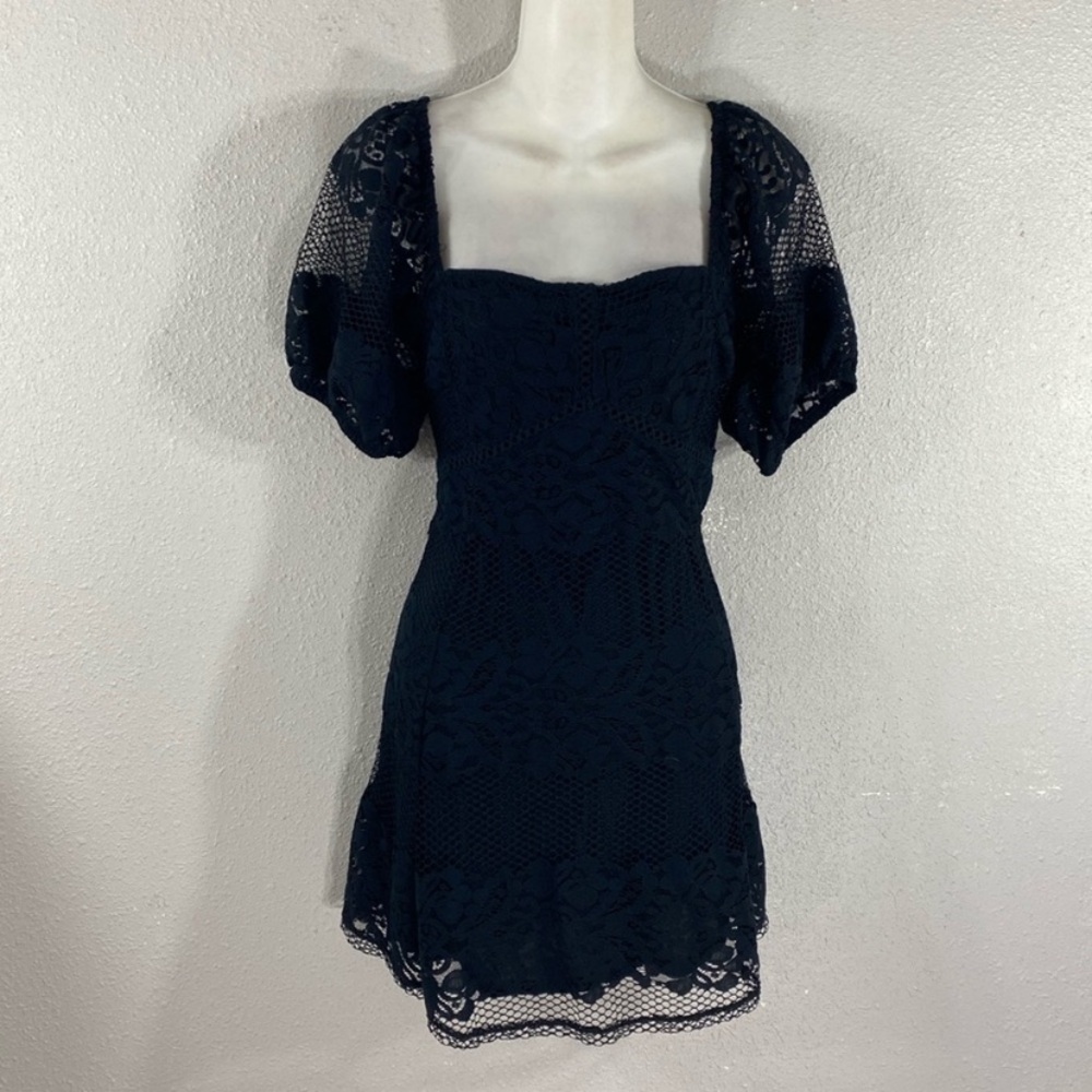 Free People Be Your Baby Black Lace Babydoll Mini Dress Small S RR12 - Picture 8 of 16